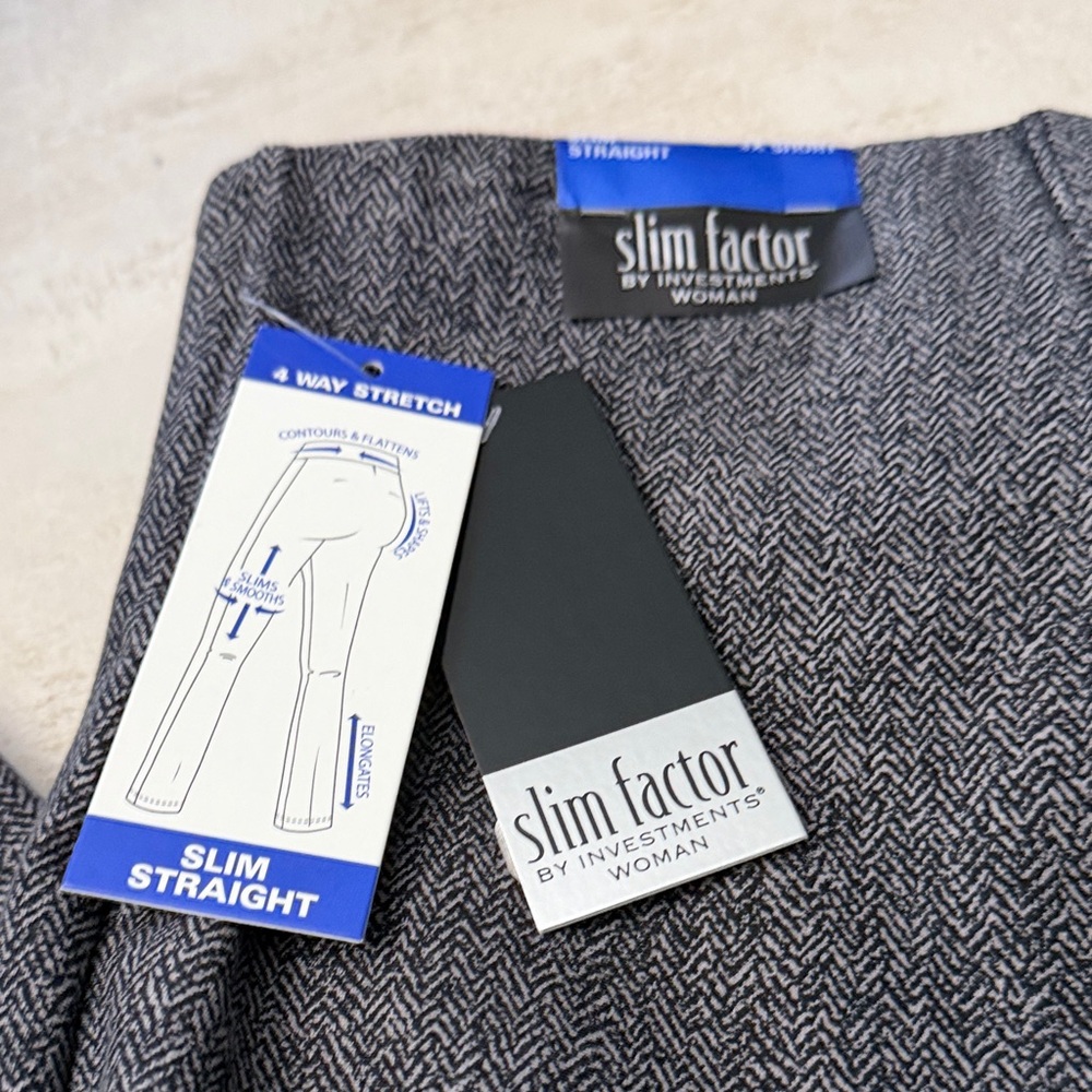 Investments Slim Factor Gray herringbone print Pants. 3x SHORT